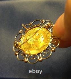 Yellow Gold Coin 1915 Franc Ios Idg Avstriae Imperator Coin Pendant Brooch