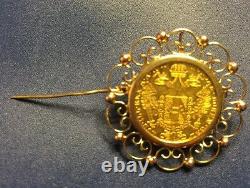 Yellow Gold Coin 1915 Franc Ios Idg Avstriae Imperator Coin Pendant Brooch