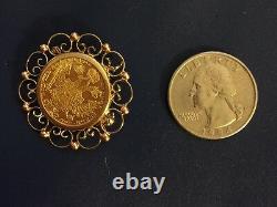 Yellow Gold Coin 1915 Franc Ios Idg Avstriae Imperator Coin Pendant Brooch