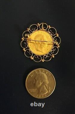 Yellow Gold Coin 1915 Franc Ios Idg Avstriae Imperator Coin Pendant Brooch