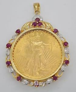 #jc114 1/4 Oz Fine Gold Liberty Lady 1997 Coin 18k Diamond Bezel Pendant